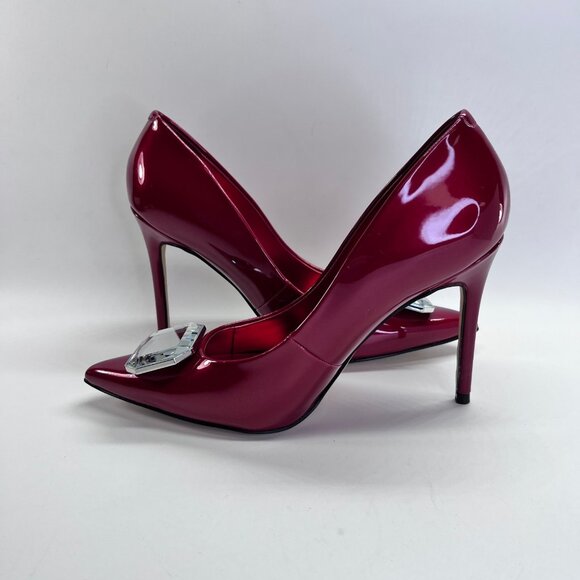 Nine West Faras Slip-On Stiletto Pumps Size 7.5M Red Patent Faux Leather - Picture 8 of 16